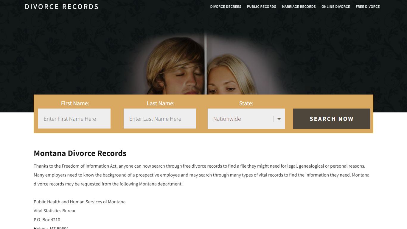 Montana Divorce Records | Enter Name & Search | 14 Days FREE